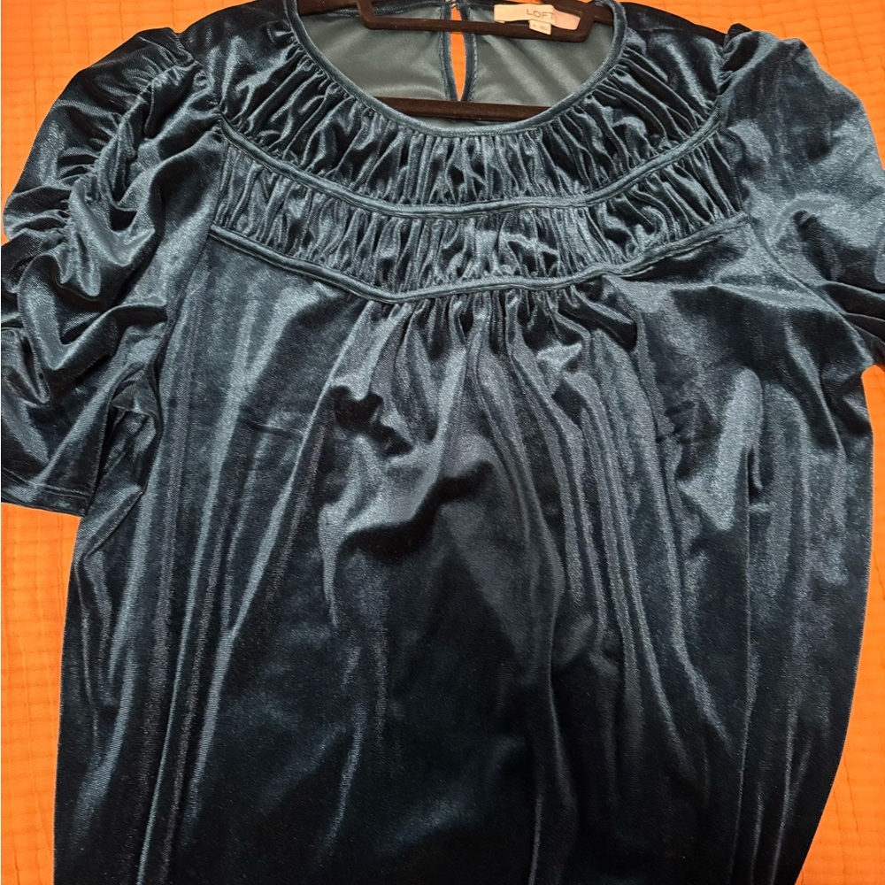 Elegant blue Velvet Women's Top